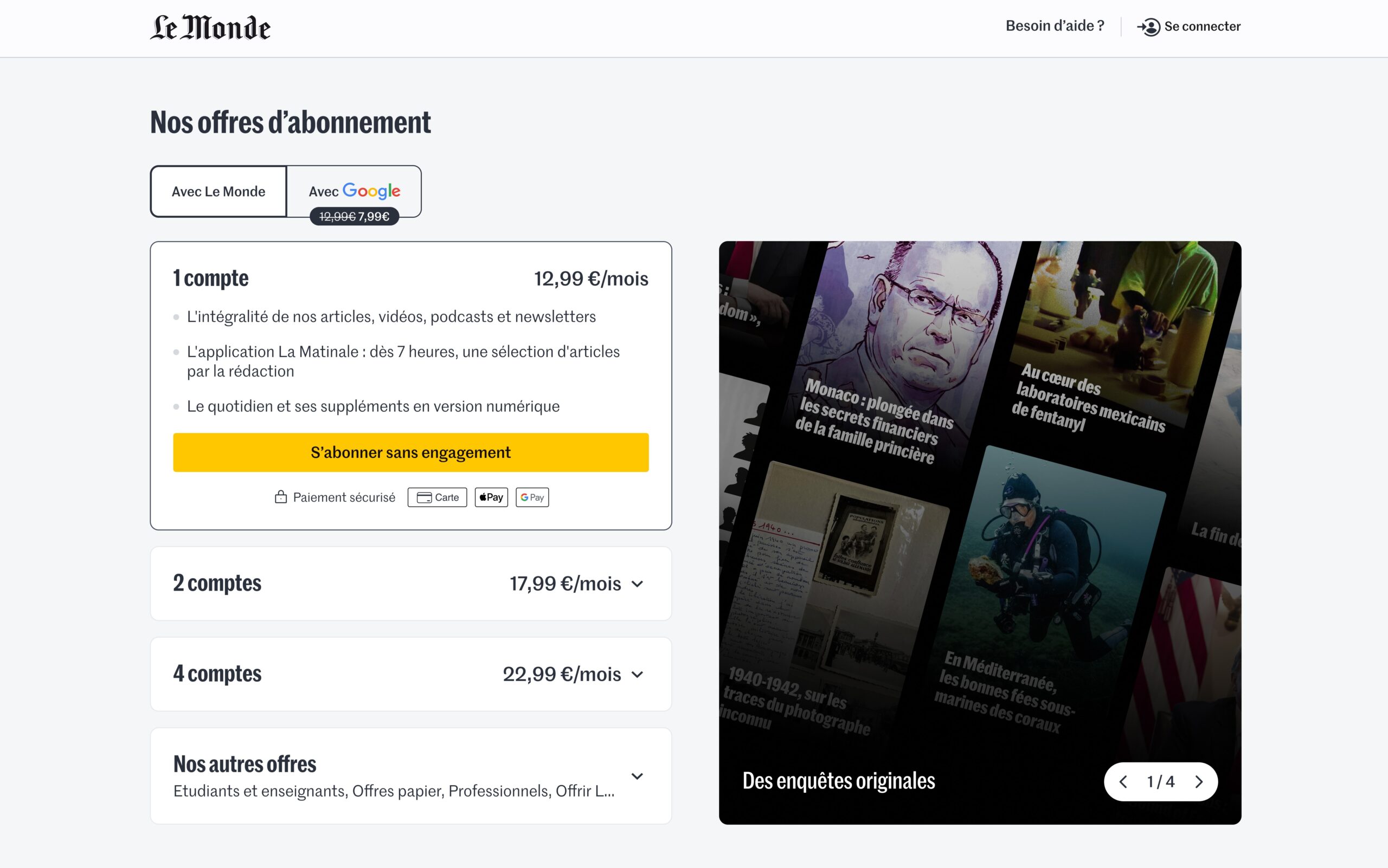 Conversion à l’abonnement : comment Le Monde a refondu sa page de présentation des offres